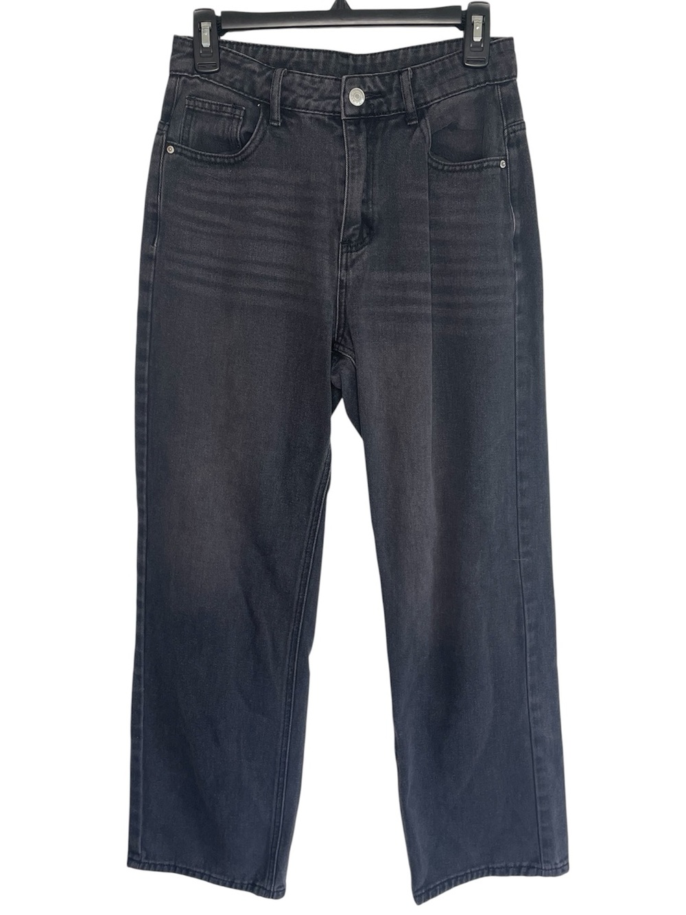Shein Solid Black High Waisted Straight Leg Denim Jeans